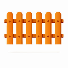 Wooden Fence Illustration: Orange Picket Fence Graphic
