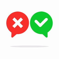 Red X and Green Check Mark in Speech Bubbles