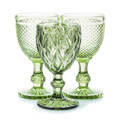 Three empty clean glasses isolated on white