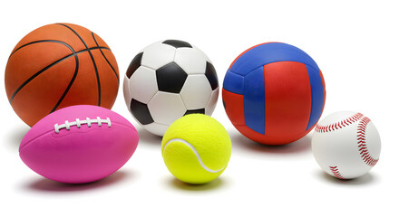 Obraz premium Collection of Various Sports Balls on White Background