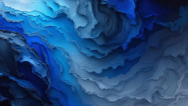Vibrant, high-contrast background, predominantly composed of blues and grays, with an intricate, layered noisy texture