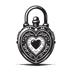 Black Color Locket Silhouette Vector Illustration, Solid White Background. minimal vector design