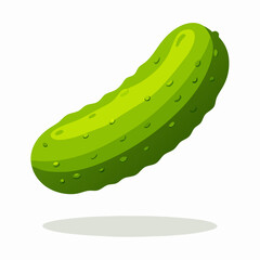 Green Dill Pickle, Single, Isolated, Illustration