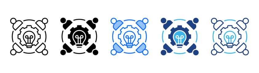 Teamwork Icon Set With Multiple Style Collection 