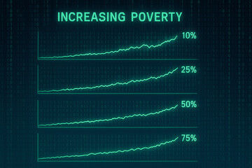 A visual representation of increasing poverty rates, showcasing trend lines at various percentages. This graphic illustrates the growing concern of socioeconomic disparities.