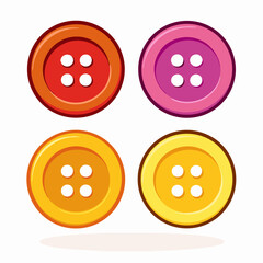 Four Colorful Sewing Buttons: Red, Pink, Orange, Yellow
