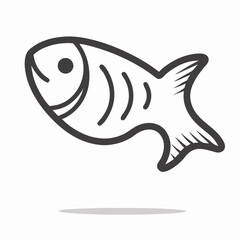 Simple Line Drawing of a Fish Icon