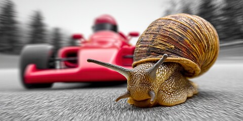 snail driving racecar - speed concept