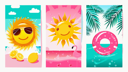 Sunny summer bliss with beach vibes lemons flamingo and pool ring creating a vibrant happy