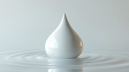 Fototapeta premium White drop of water on a white background.