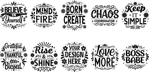 Fototapeta premium Self-Love and Gratitude Typography Collection