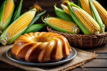 A beautiful corn cake on the table - Brazilian regional foods