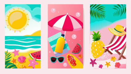Dreaming of summer bliss with sun kissed days and tropical adventures in vivid vector art with pink