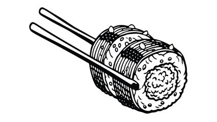 Sushi Roll with Chopsticks
