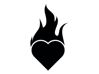 Flaming Heart Vector- Passion, Intense Love, and Burning Desire Symbol - High-Quality Graphic for Emotional Designs