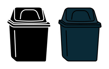 Black and dark blue waste bin icons simple vector illustrations.eps
