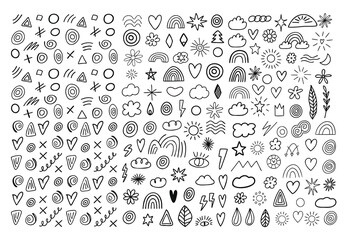 Minimal Hand-Drawn Icon Set on White Background