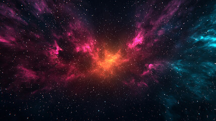 Fototapeta premium Vibrant cosmic cloudscape featuring a mesmerizing nebula with stars and colorful space dust, perfect for atmospheric backgrounds.