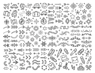 Cute Hand-Drawn Arrow and Icon Pack with Craft Elements (White)