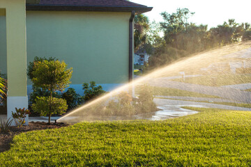 Automatic irrigation system with water sprinkler for maintaining grass lawn