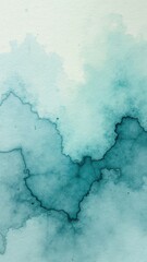 Abstract aquarelle artwork with soft blue and teal watercolor blends