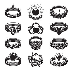Black Color Ring Silhouette Vector Illustration, Solid White Background. minimal vector design