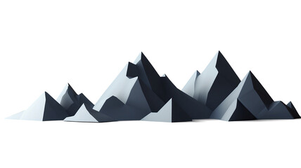 Geometric Polygonal Mountain Range PNG with Symmetrical Peaks on Transparent Background for Digital Illustration Use

