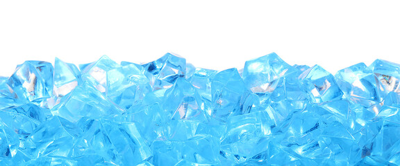 Cubes of clear ice on white background