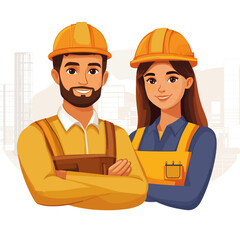 Friendly Construction Team with Hard Hats