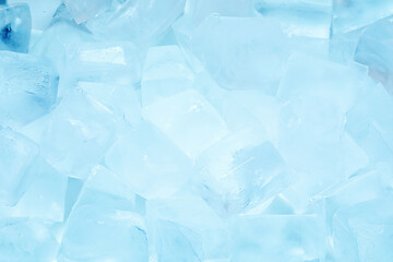 Cubes of clear ice as background, closeup