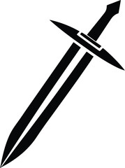 Sword silhouette, illustration of a sword on white background
