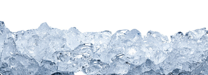 Cubes of clear ice on white background