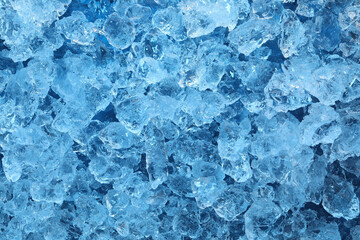Cubes of clear ice as background, closeup