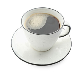 Aromatic coffee in cup isolated on white