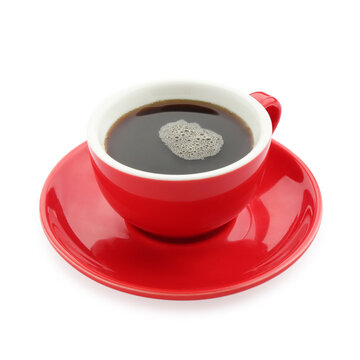 Aromatic coffee in cup isolated on white