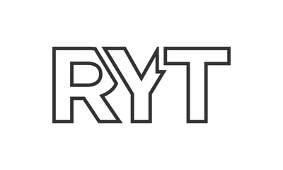 RYT logo design template with strong and modern bold text. Initial based vector logotype featuring simple and minimal typography. Trendy company identity.