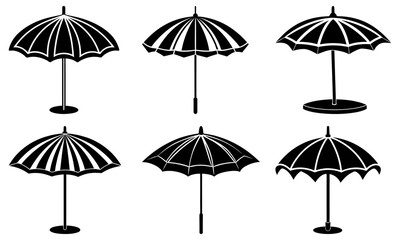 Obraz premium Poolside Umbrella silhouette vector