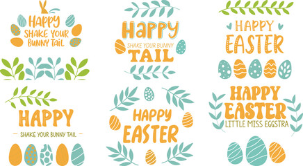 Shake Your Bunny Tail and Easter Sayings with Floral Icons