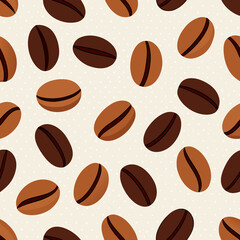 coffee beans seamless pattern on transparent background