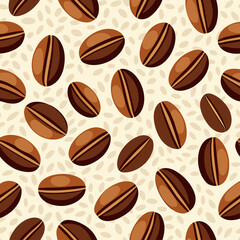 coffee beans seamless pattern on transparent background