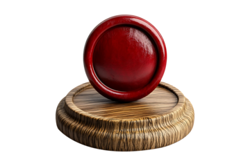 Majestic Red and Gold Wax Seal on Wooden Stand isolated on transparent background
