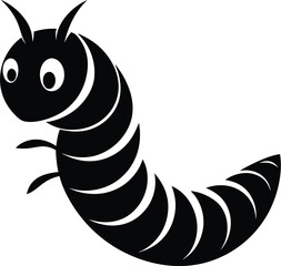 Caterpillar silhouette, crawling insect icon