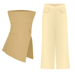Ribbed t shirt and pants. vector