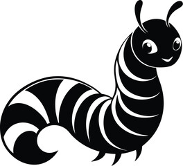 Caterpillar silhouette, crawling insect icon