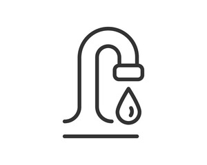 Minimalist line art of a dripping faucet, symbolizing conservation, plumbing, or hygiene. Ideal for websites, apps, and infographics related to water, health, or home maintenance.