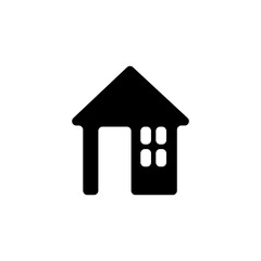 Black button icon house with window and door