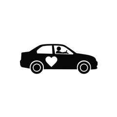 Car driver love heart icon symbol design