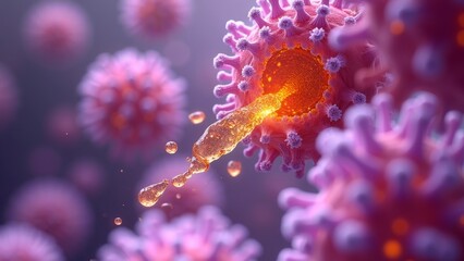 Microscopic image of pink virus