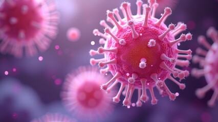 Microscopic image of pink virus