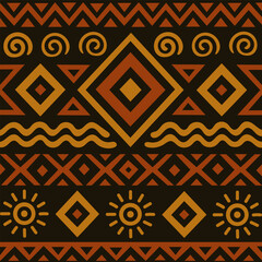 Seamless colorful geometric pattern with elements of African ornament